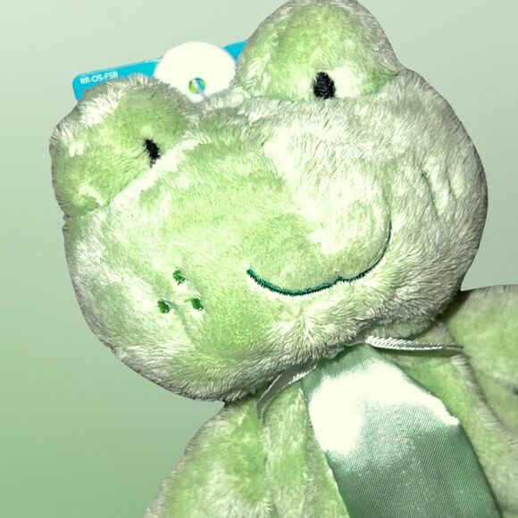 NWT Carter's Frog Rattle Green Satin Split Front Security Blanket 14” - Picture 2 of 4